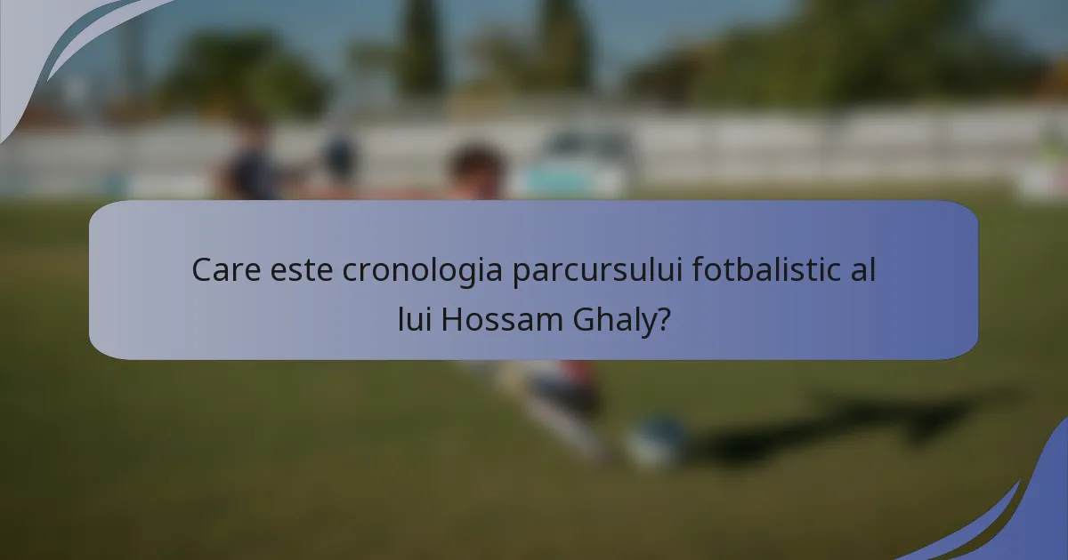 Care este cronologia parcursului fotbalistic al lui Hossam Ghaly?