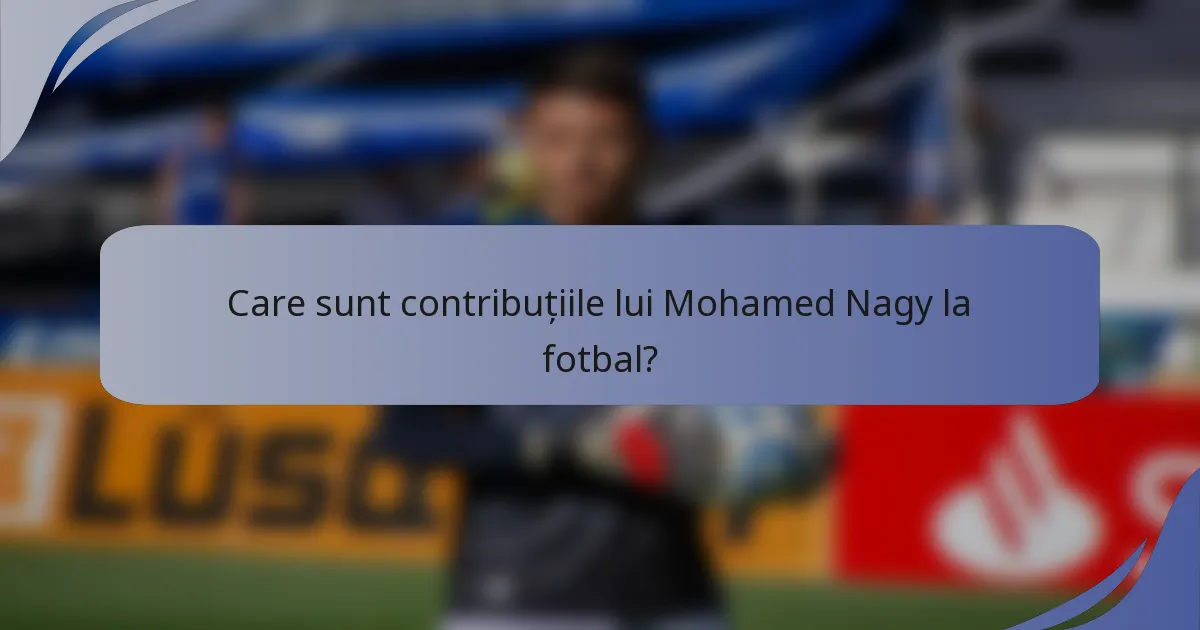 Care sunt contribuțiile lui Mohamed Nagy la fotbal?