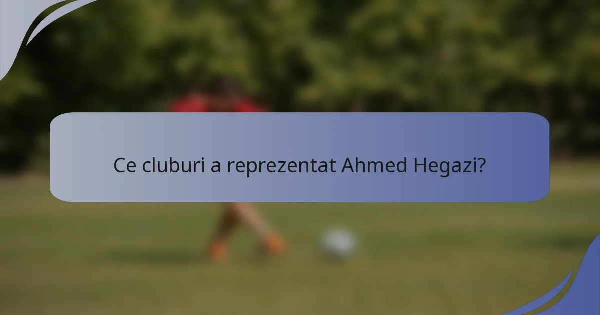 Ce cluburi a reprezentat Ahmed Hegazi?