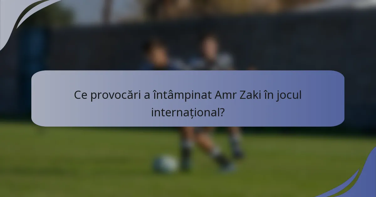 Ce provocări a întâmpinat Amr Zaki în jocul internațional?