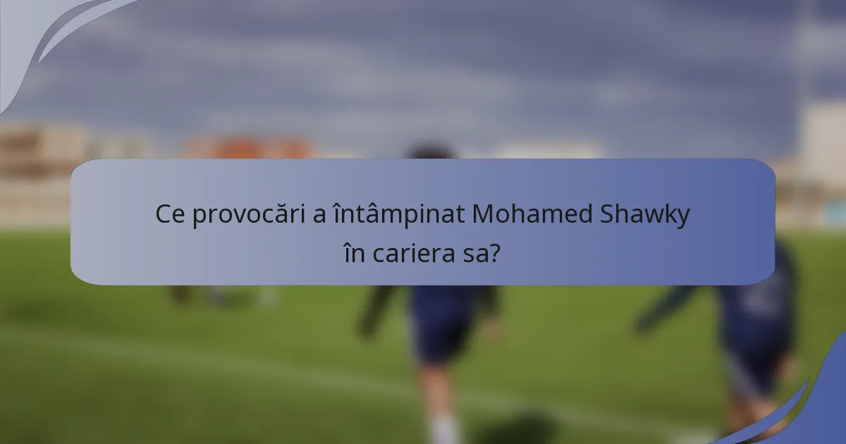 Ce provocări a întâmpinat Mohamed Shawky în cariera sa?